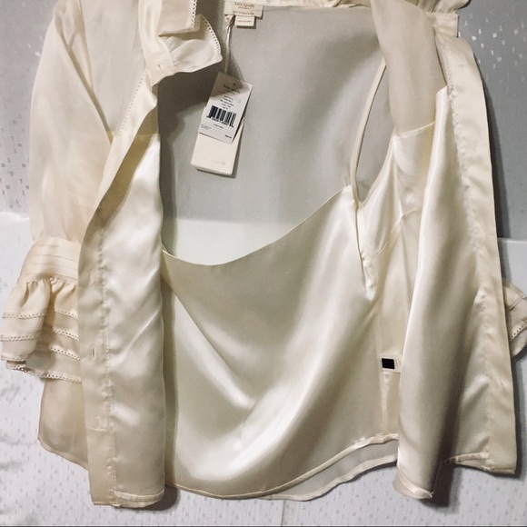 Kate Spade New Blouse Silk Organza Cream Size 10 - Picture 5 of 7